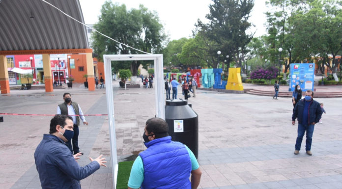 Instalan arcos sanitizantes en el centro de Tula