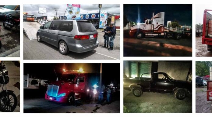 RECUPERA POLICÍA ESTATAL 6 VEHÍCULOS CON REPORTE DE ROBO Y DOS MÁS CON HIDROCARBURO