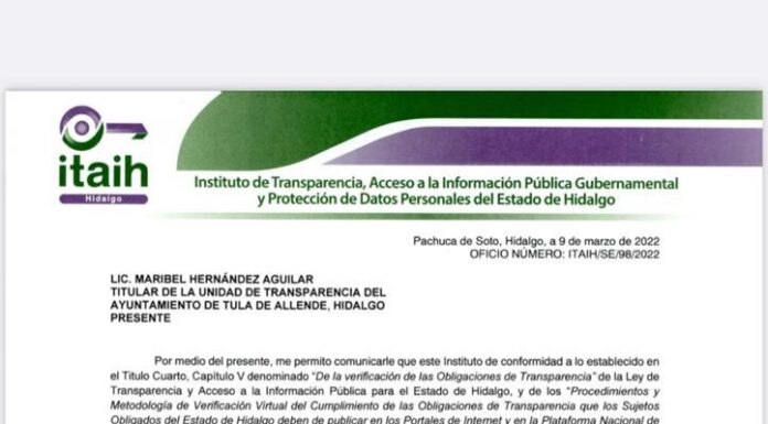 OBTIENE TULA MÁXIMA CALIFICACIÓN EN TRANSPARENCIA