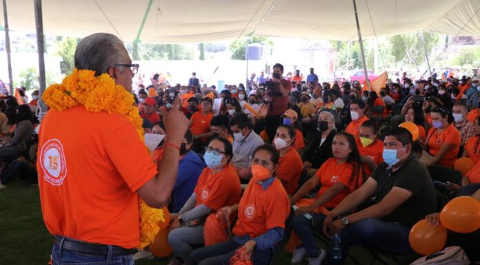 EN EL VALLE DEL MEZQUITAL ENCABEZA JULIO MAYORGA EVENTO REGIONAL DE CAMPAÑA CON TRABAJADORES DE LA EDUCACIÓN