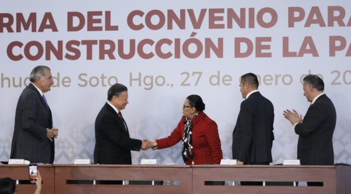 Gobiernos de México e Hidalgo firman convenio para construir la paz en la entidad