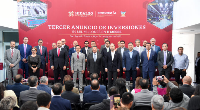 Alcanza Hidalgo cifra histórica en inversiones; más de 54 mil mdp a casi un año de gobierno