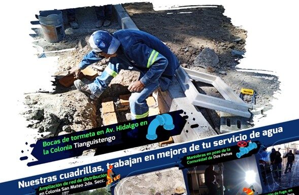 Cuadrillas trabajan para mejorar el servicio se agua potable en Tepeji del Río