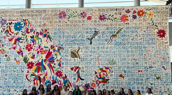 Gran interés despertó exhibición del tenango más grande del mundo