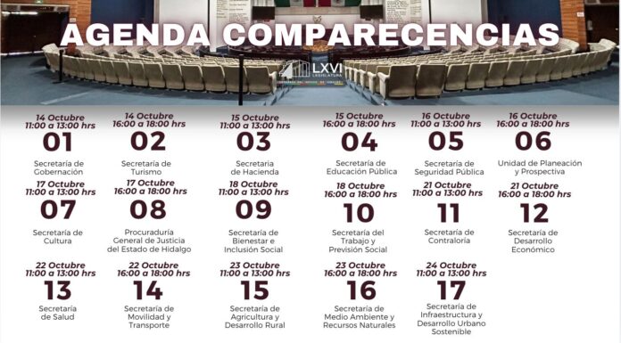 Congreso de Hidalgo dará inicio a Comparecencias