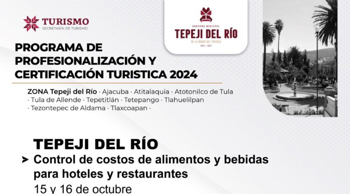 Gobierno Municipal de Tepeji del Río invita a capacitación gratuita sobre control de costos de alimentos y bebidas