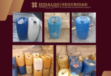 Se aseguraron más de 500 litros de combustible, contenedores diversos y dos camionetas con irregularidades en Tlahuelilpan