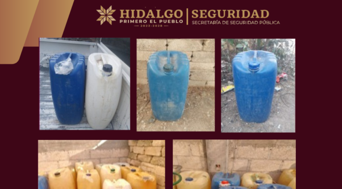 Se aseguraron más de 500 litros de combustible, contenedores diversos y dos camionetas con irregularidades en Tlahuelilpan