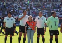 Rebeca Aladro Echeverría, madrina de honor en el encuentro de Leyendas del Pachuca y América en el Estadio Hidalgo