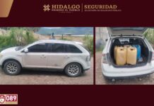 SSPH asegura camioneta con 225 litros de hidrocarburo ilegal en Tezontepec de Aldama