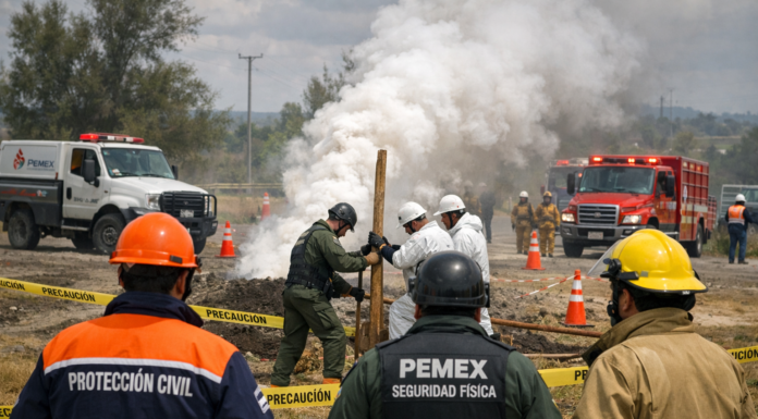 Mitigan fuga de gas natural en Atotonilco de Tula